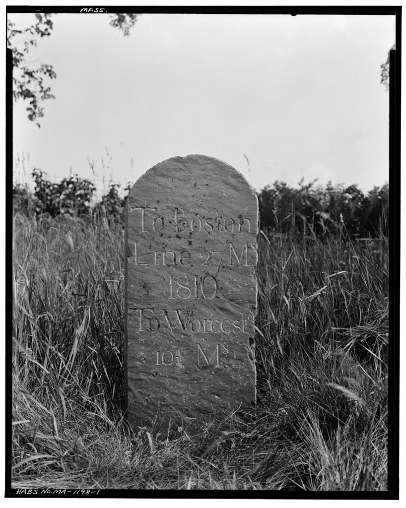 Milestone, Worcester Turnpike, Westborough, Worcester County, MA, photograph filed with the federal survey