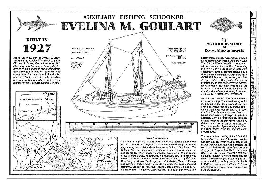 Auxiliary Fishing Schooner "Evelina M. Goulart", Essex Shipbuilding Museum, 66 Main Street, Essex, Essex County, MA, measured drawing filed with the federal survey