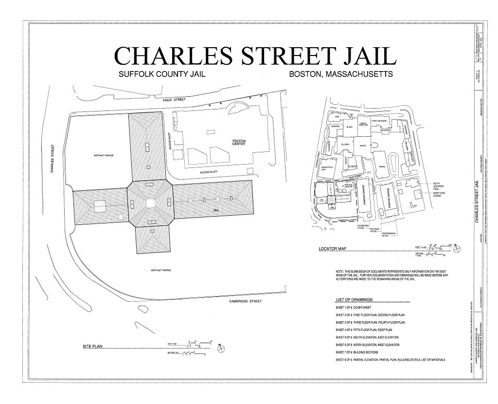 Charles Street Jail Complex, Jail, 215 Charles Street, Boston, Suffolk County, MA, measured drawing filed with the federal survey