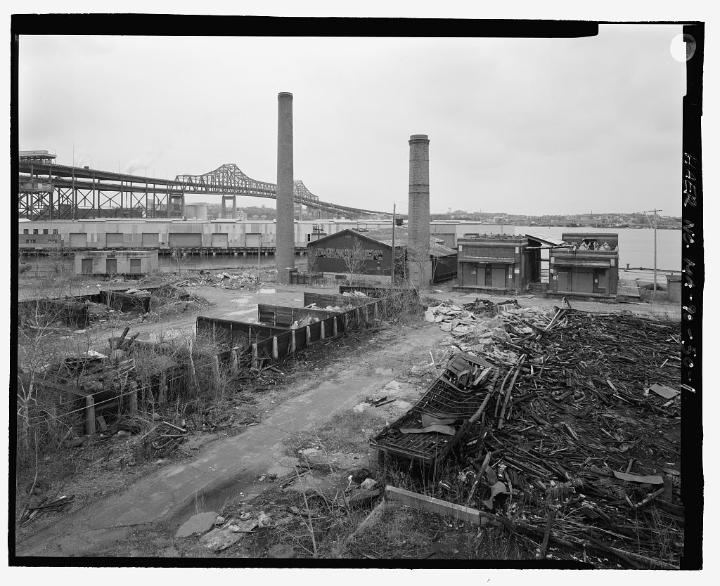 Charlestown Navy Yard, Incinerator, Midway along northern boundary of Charlestown Navy Yard, on Little Mystic Channel, near junction of Eighteenth Street & Second Avenue, Boston, Suffolk County, MA, photograph filed with the federal survey