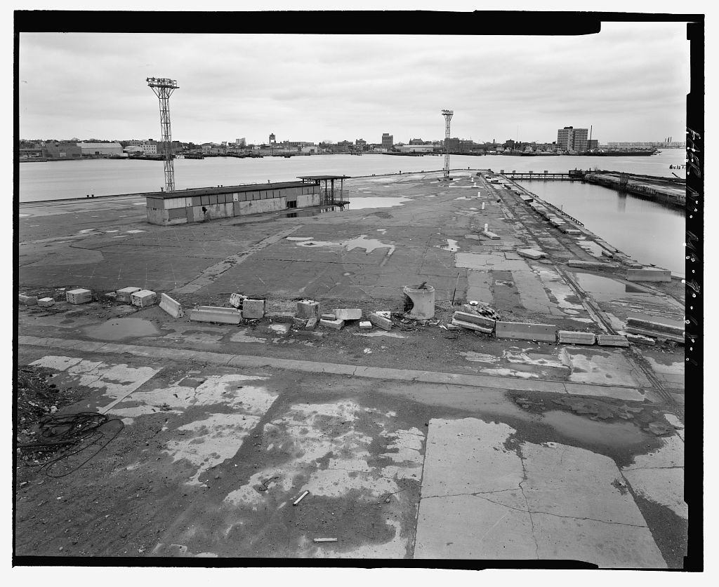 Charlestown Navy Yard, Pier 11, Charlestown Waterfront at confluence of Little Mystic Channel & Mystic River at northernmost ent of Navy Yard, Boston, Suffolk County, MA, photograph filed with the federal survey