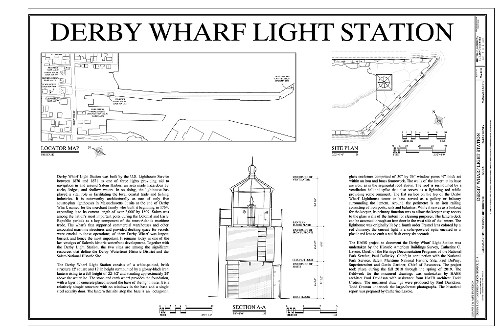 Derby Wharf Light Station, Salem, Essex County, MA, measured drawing filed with the federal survey