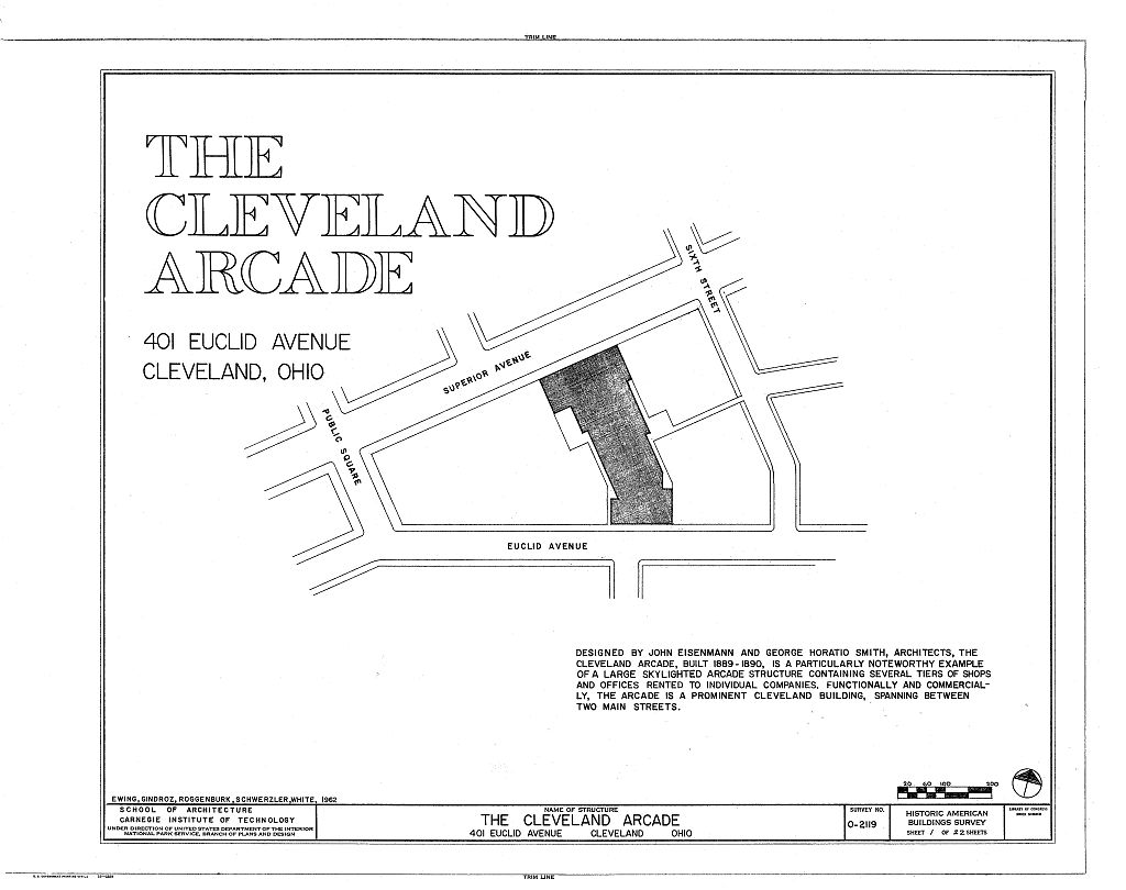 Cleveland Arcade, 401 Euclid Avenue, Cleveland, Cuyahoga County, OH, measured drawing filed with the federal survey