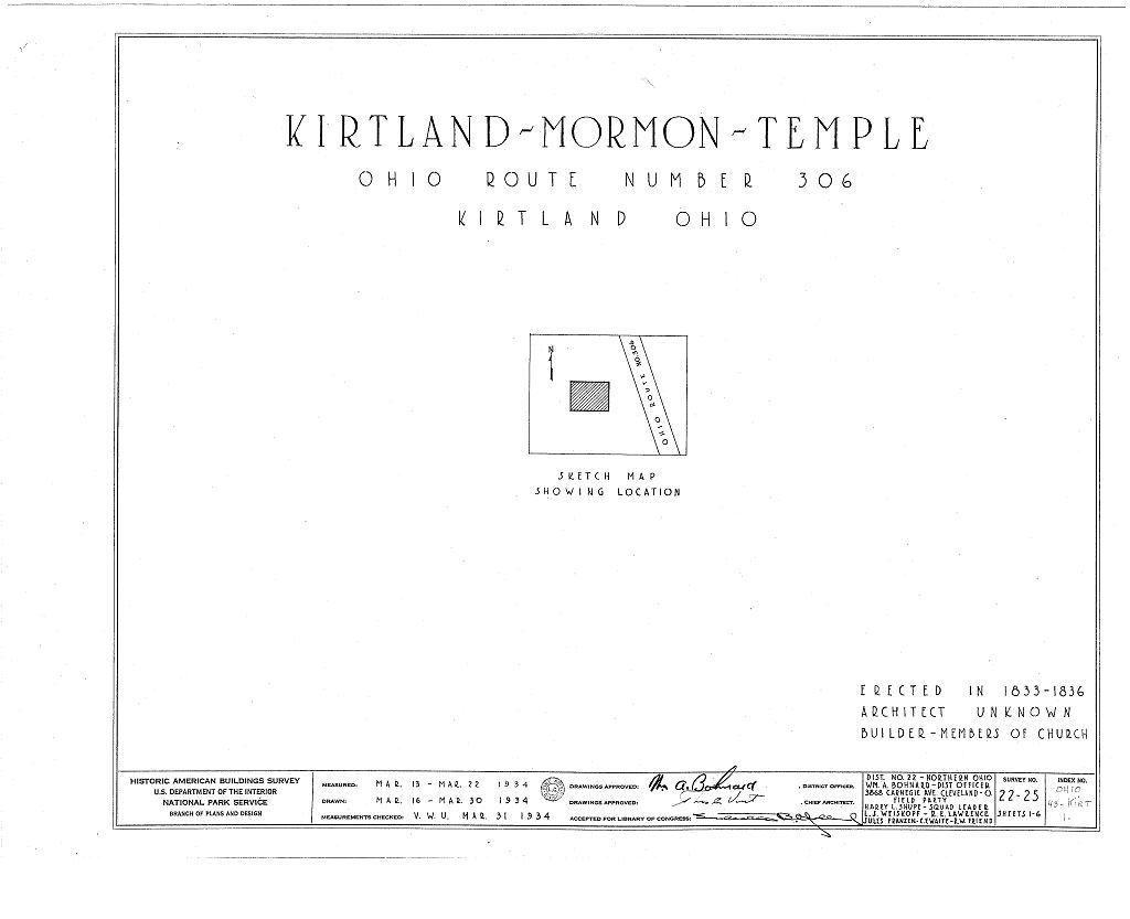 Kirtland Temple (Mormon), 9020 Chillicoth Road, Kirtland, Lake County, OH, measured drawing filed with the federal survey