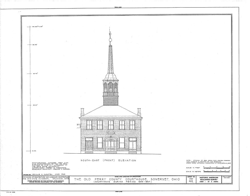 Old Perry County Courthouse, Town Square, Somerset, Perry County, OH, measured drawing filed with the federal survey