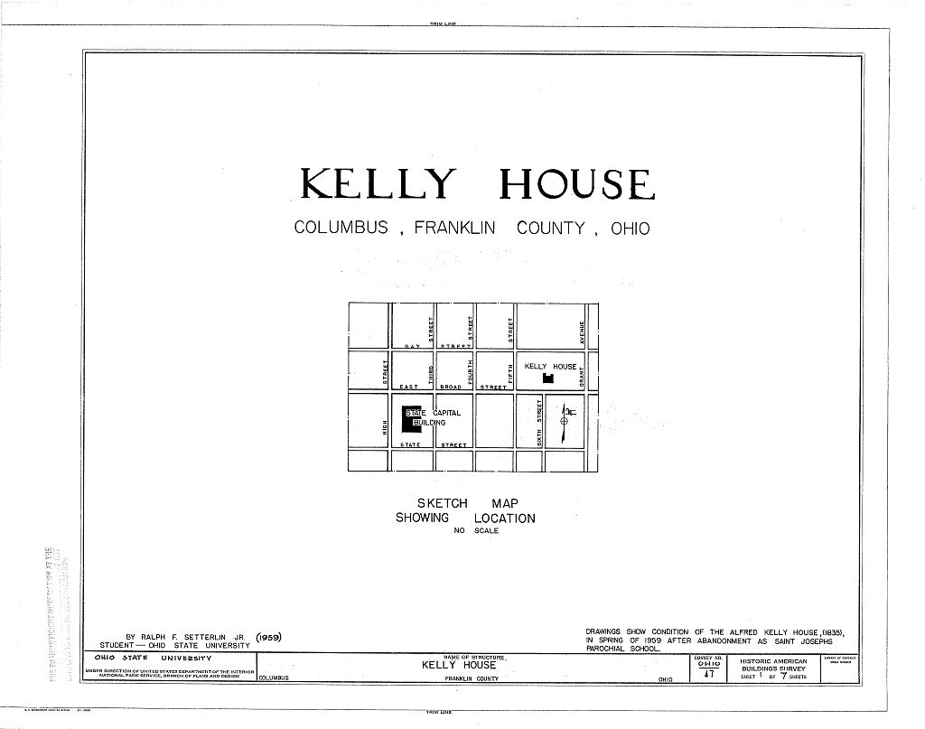 Alfred Kelley House, 282 East Broad Street, Columbus, Franklin County, OH, measured drawing filed with the federal survey