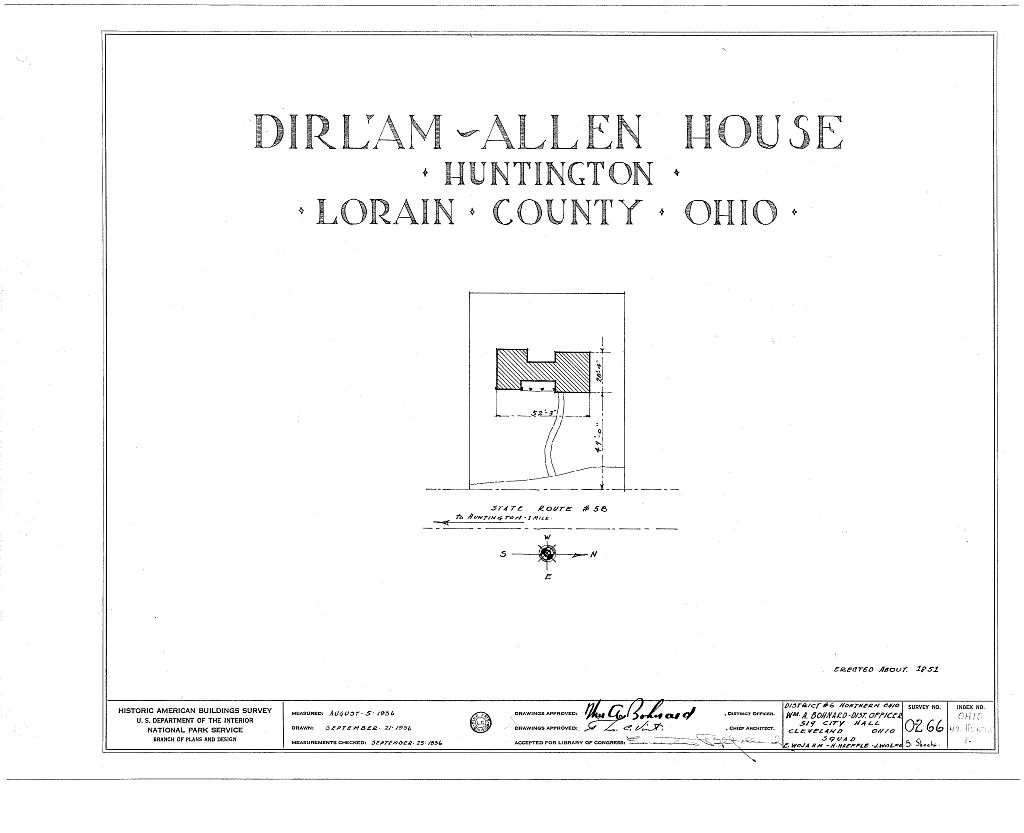 Dirlam-Allen House, State Route 58, Huntington, Lorain County, OH, measured drawing filed with the federal survey