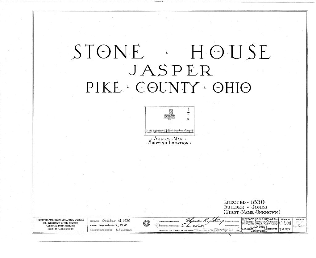 Jones House (Stone), State Highway 24, Jasper, Pike County, OH, measured drawing filed with the federal survey