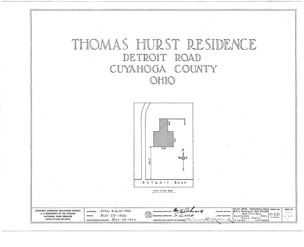 Thomas Hurst Residence, 31156 Detroit Road, Dover, Tuscarawas County, OH, measured drawing filed with the federal survey
