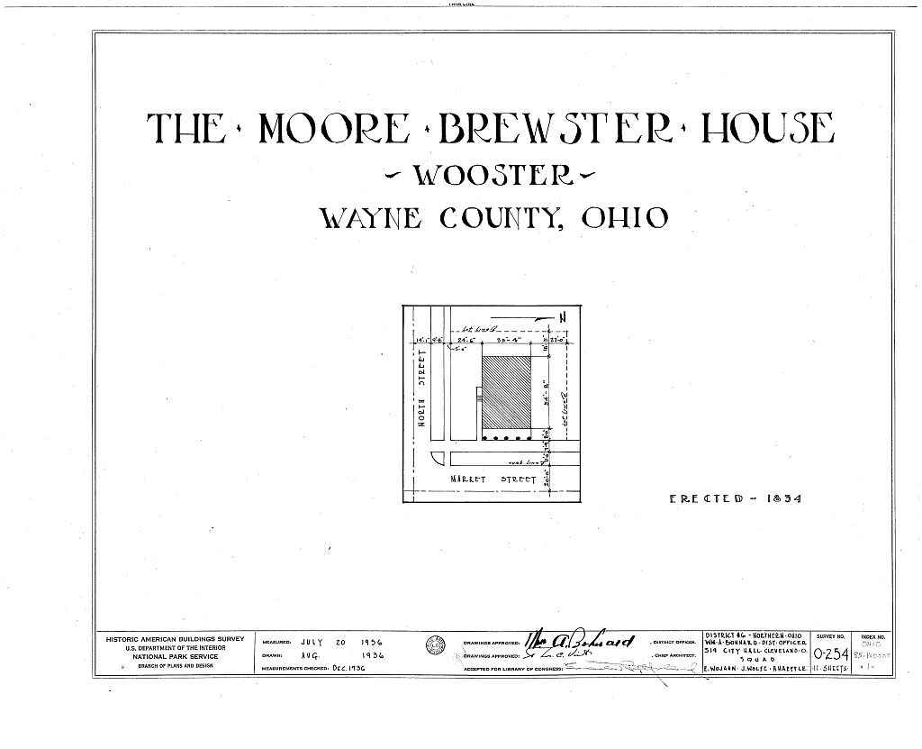 Moore-Brewster House, 202 Market Street, Wooster, Wayne County, OH, measured drawing filed with the federal survey