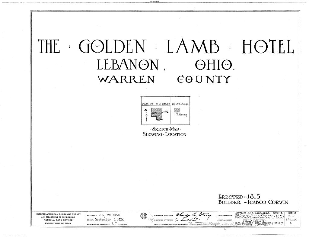 Golden Lamb Hotel, Main Street, Lebanon, Warren County, OH, measured drawing filed with the federal survey