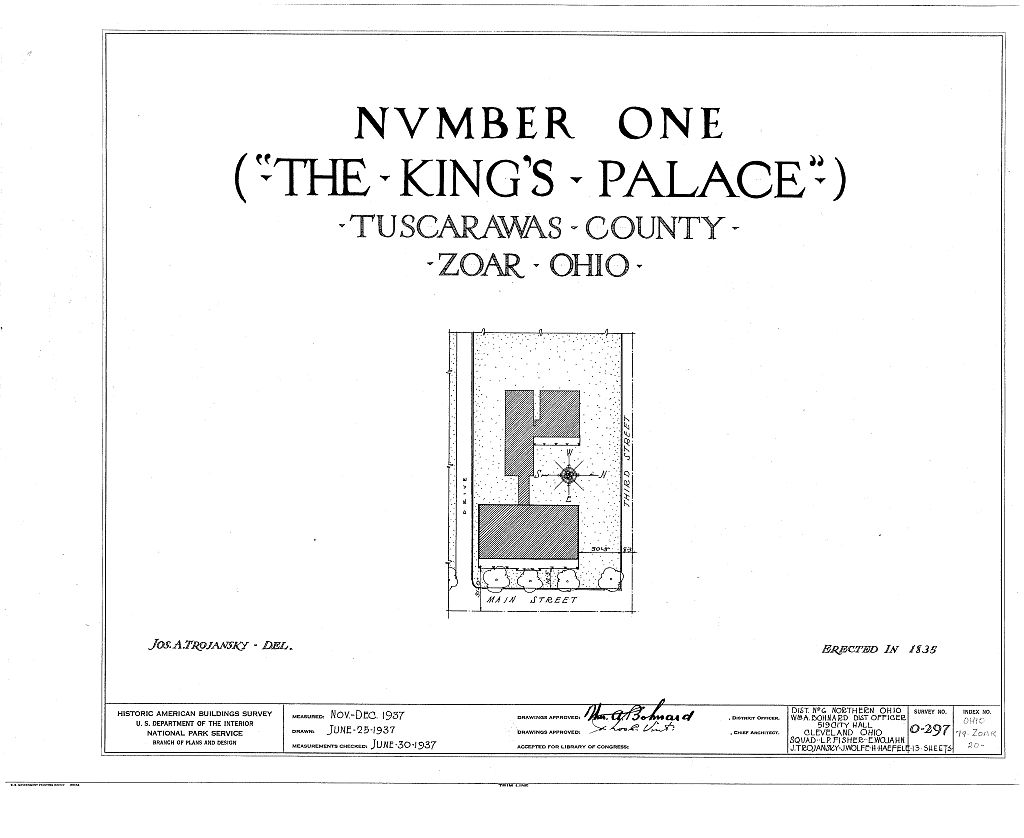 Number One (King's Palace), Main & Third Streets, Zoar, Tuscarawas County, OH, measured drawing filed with the federal survey