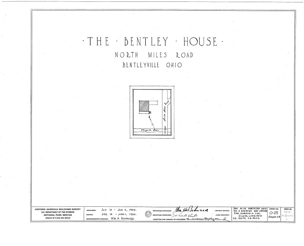 Bentley House, North Miles Road, Bentleyville, Cuyahoga County, OH, measured drawing filed with the federal survey