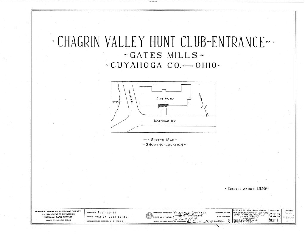 Chagrin Valley Hunt Club (Doorway), Mayfield & River Roads, Gates Mills, Cuyahoga County, OH, measured drawing filed with the federal survey