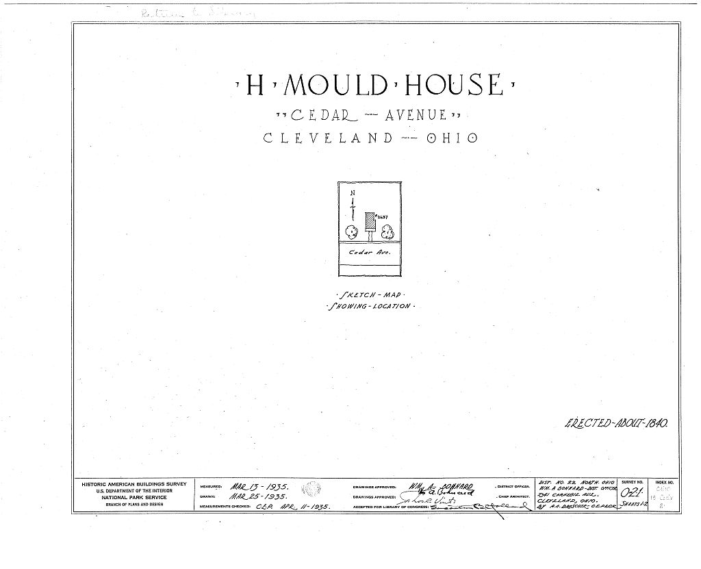 H. Mould House, 2637 Cedar Avenue, Cleveland, Cuyahoga County, OH, measured drawing filed with the federal survey