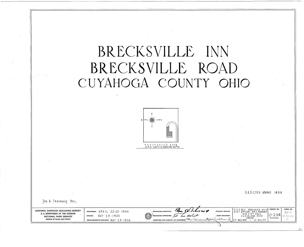 Brecksville Inn, Brecksville Road, Brecksville, Cuyahoga County, OH, measured drawing filed with the federal survey