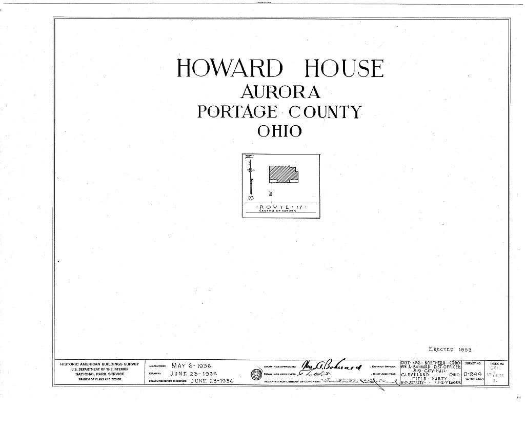 C. R. Howard House, Route 17, Aurora, Portage County, OH, measured drawing filed with the federal survey