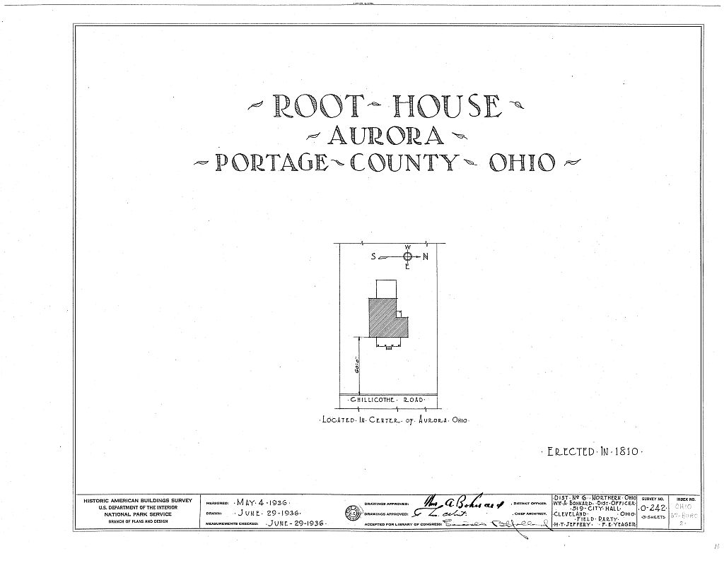 Emery Root House, Chillicothe Road, Aurora, Portage County, OH, measured drawing filed with the federal survey