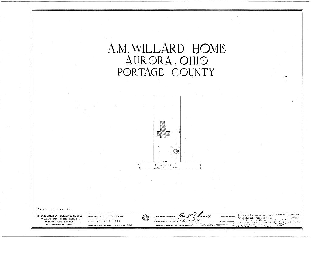 Archibald M. Willard Residence, Route 82, Aurora, Portage County, OH, measured drawing filed with the federal survey