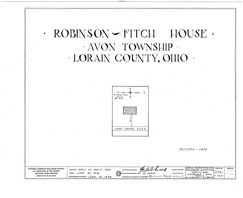 Robinson-Fitch House, Avon Center Road, Avon, Lorain County, OH, measured drawing filed with the federal survey