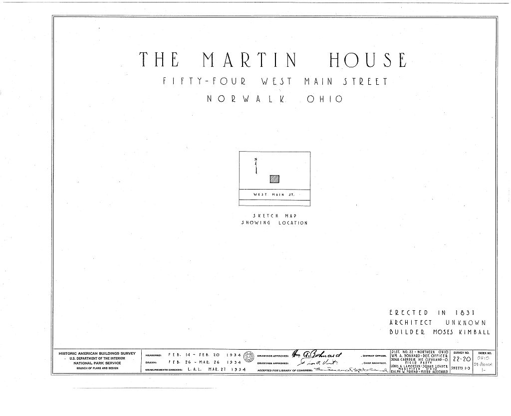 E. G. Martin House, 54 West Main Street, Norwalk, Huron County, OH, measured drawing filed with the federal survey