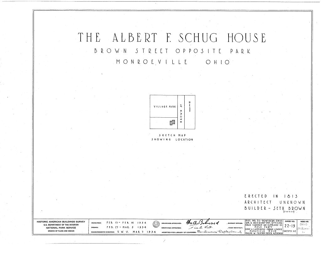 Albert F. Schug House, 29 Brown Street, Monroeville, Huron County, OH, measured drawing filed with the federal survey