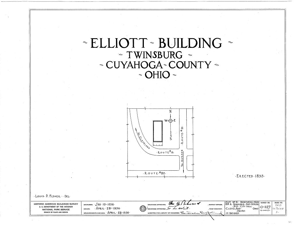 Elliott Building, Route 14, Twinsburg, Summit County, OH, measured drawing filed with the federal survey