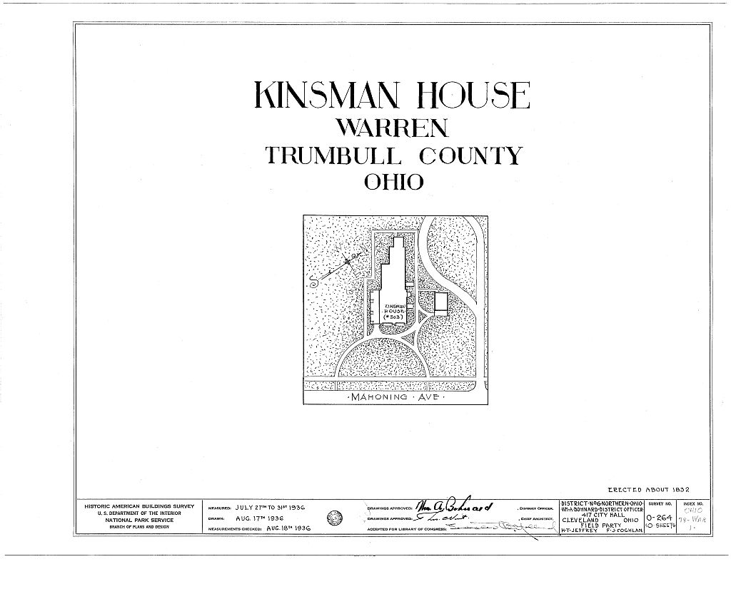 Judge Frederick Kinsman House, 303 Mahoning Avenue, Warren, Trumbull County, OH, measured drawing filed with the federal survey