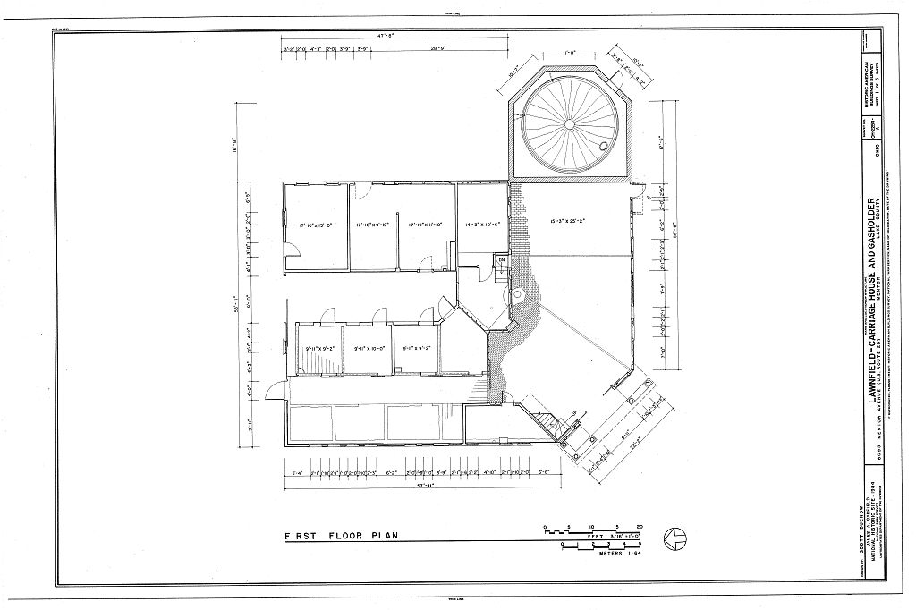 Lawnfield, Carriage House & Gasholder, 8095 Mentor Avenue (U.S. Route 20), Mentor, Lake County, OH, measured drawing filed with the federal survey