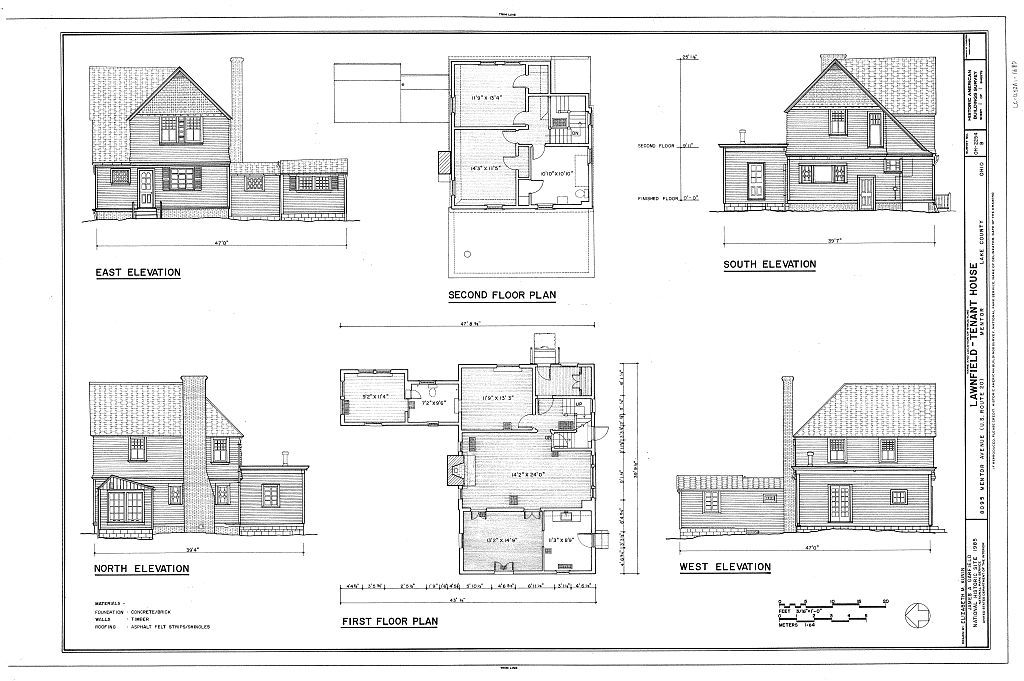 Lawnfield, Tenant House, 8095 Mentor Avenue (U.S. Route 20), Mentor, Lake County, OH, measured drawing filed with the federal survey