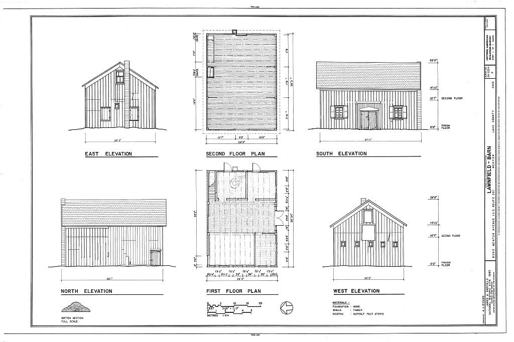 Lawnfield, Barn, 8095 Mentor Avenue (U.S. Route 20), Mentor, Lake County, OH, measured drawing filed with the federal survey