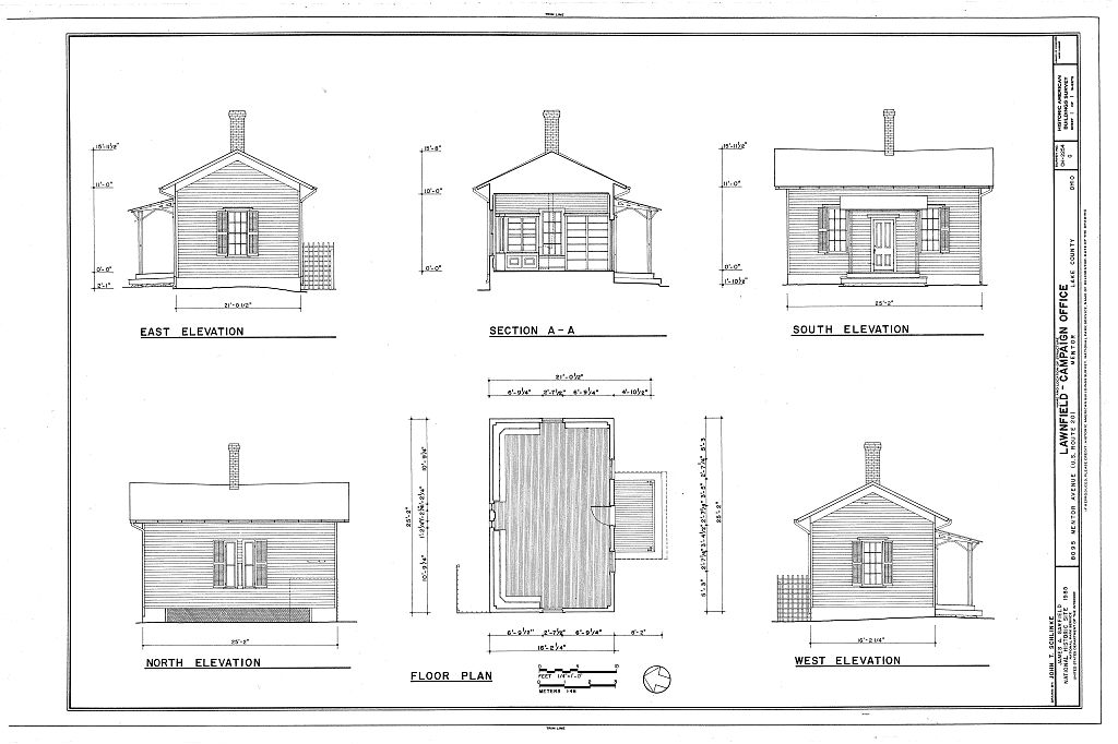 Lawnfield, Campaign Office, 8095 Mentor Avenue (U.S. Route 20), Mentor, Lake County, OH, measured drawing filed with the federal survey