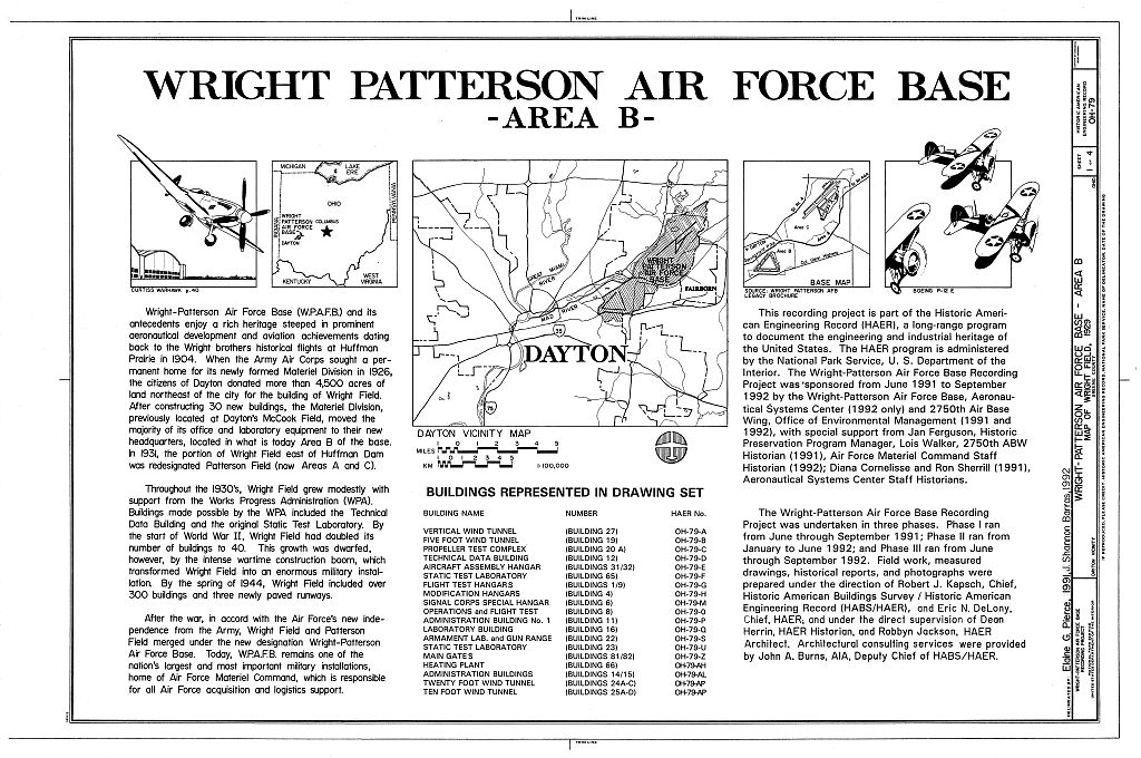 Wright-Patterson Air Force Base, Area B, Dayton, Montgomery County, OH, measured drawing filed with the federal survey
