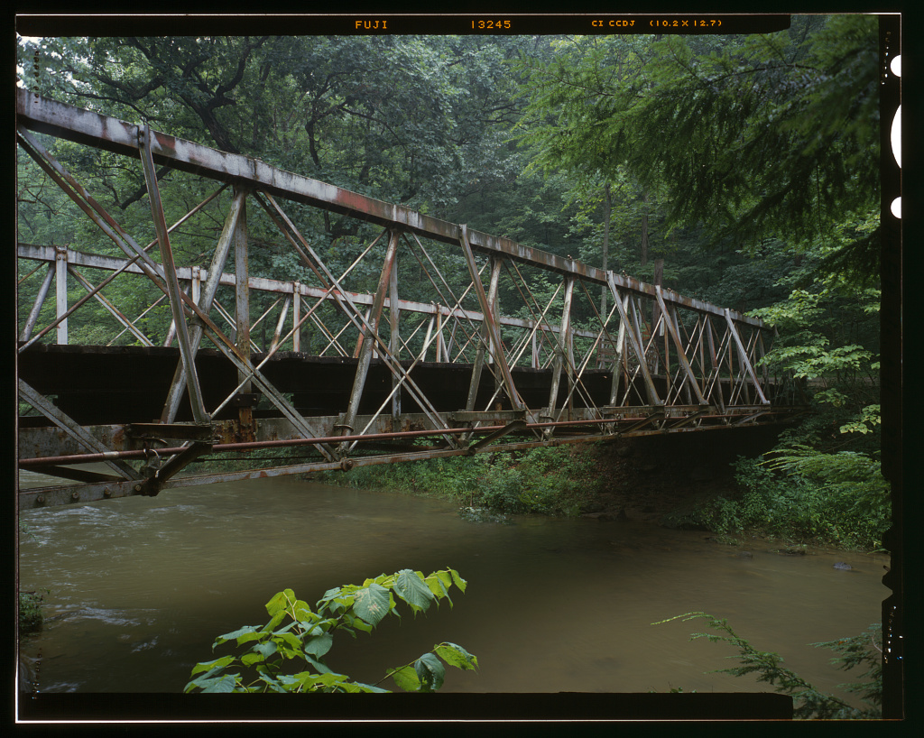 Falling Rock Camp Bridge, Spanning Rocky Fork Creek, Hickman, Licking County, OH, photograph filed with the federal survey