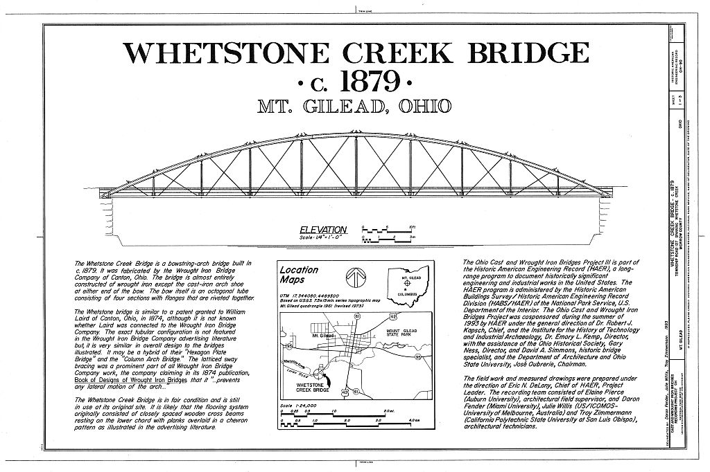 Whetstone Creek Bridge, Township Road 127 spanning Whetstone Creek, Mount Gilead, Morrow County, OH, measured drawing filed with the federal survey