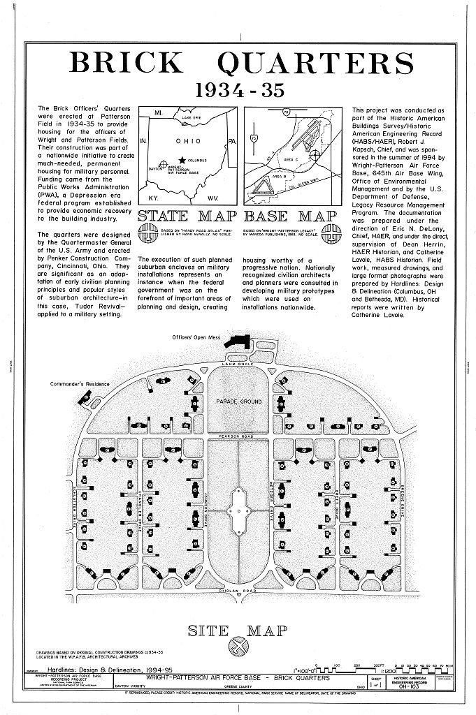 Wright-Patterson Air Force Base, Brick Officers' Quarters, Area A, Dayton, Montgomery County, OH, measured drawing filed with the federal survey