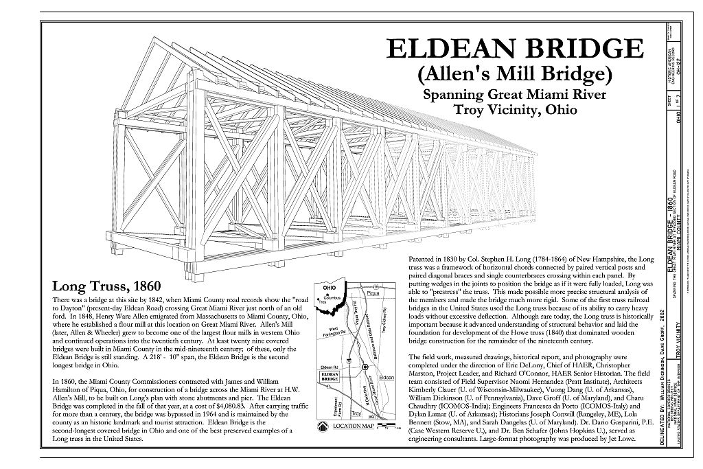 Eldean Bridge, Spanning Great Miami River at bypassed section of Eldean Road, Troy, Miami County, OH, measured drawing filed with the federal survey