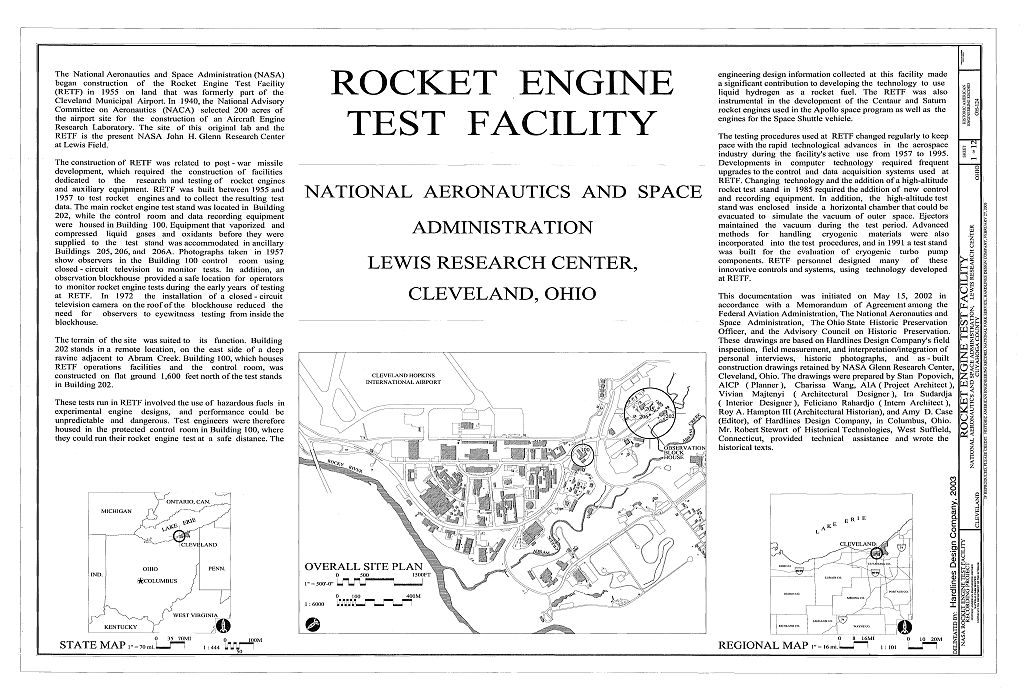 Rocket Engine Testing Facility, NASA Glenn Research Center, Cleveland, Cuyahoga County, OH, measured drawing filed with the federal survey