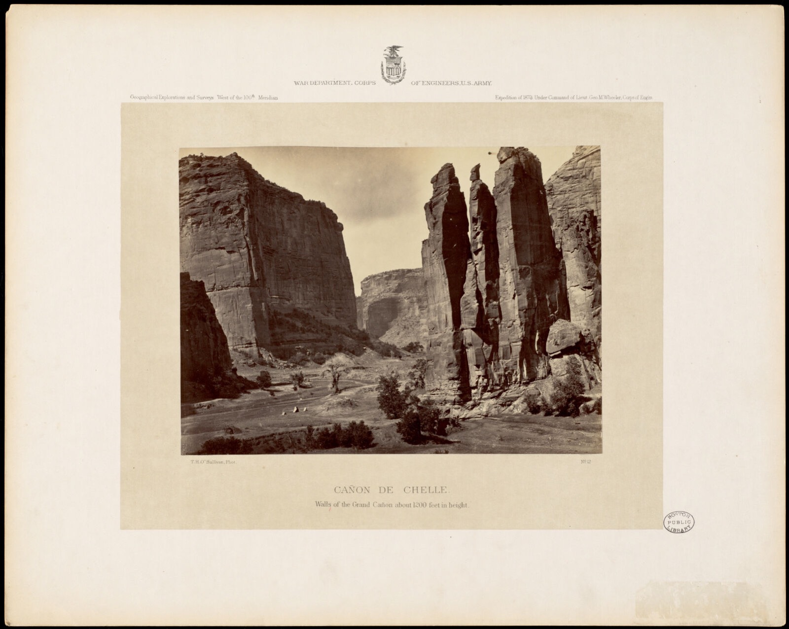 Cañon de Chelle. Walls of the Grand Cañon about 1200 feet in height, Boston Public Library - undated