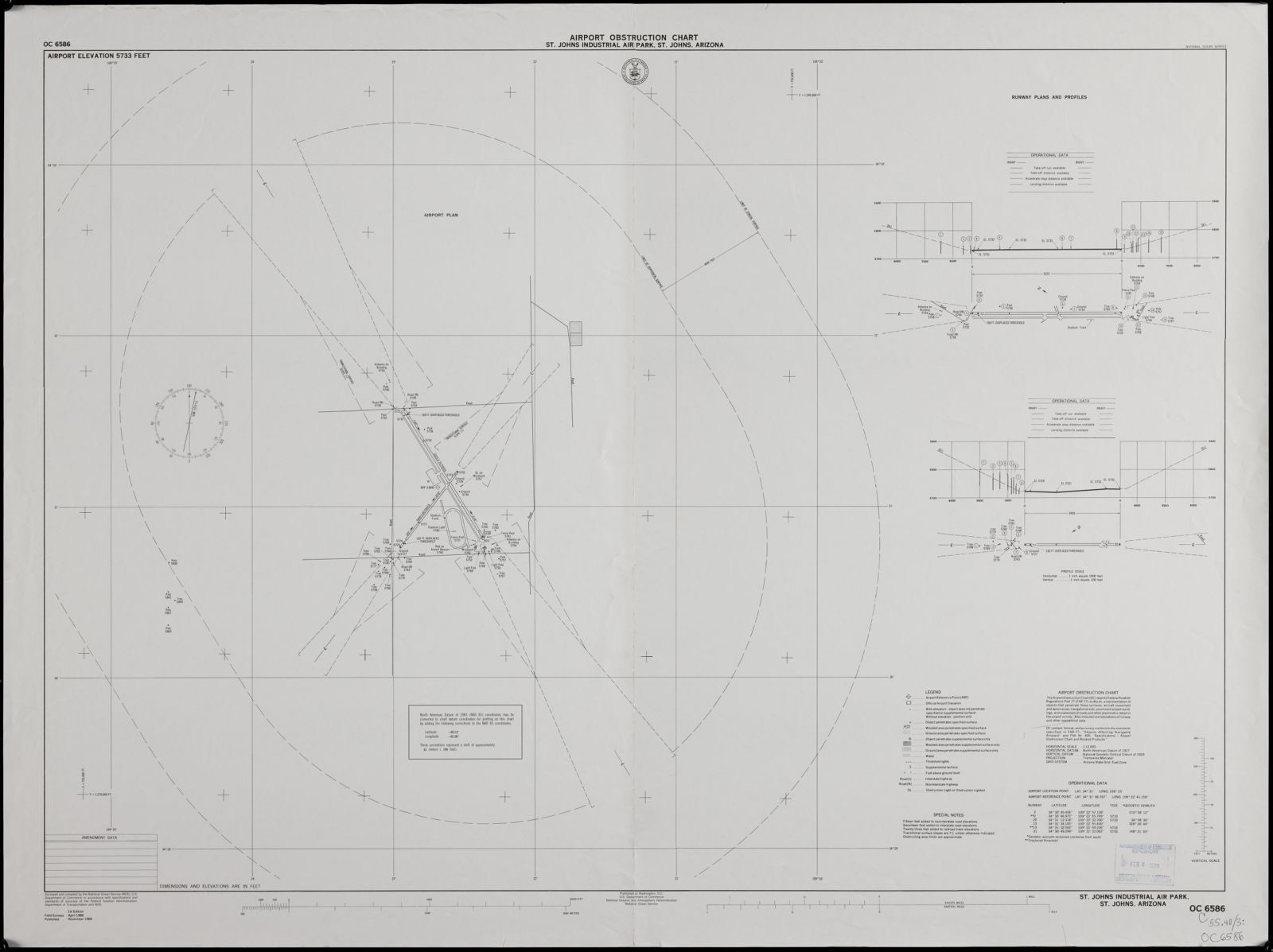 Airport obstruction chart, OC 6586, St. Johns Industrial Air Park, St. Johns, Arizona, Boston Public Library - undated