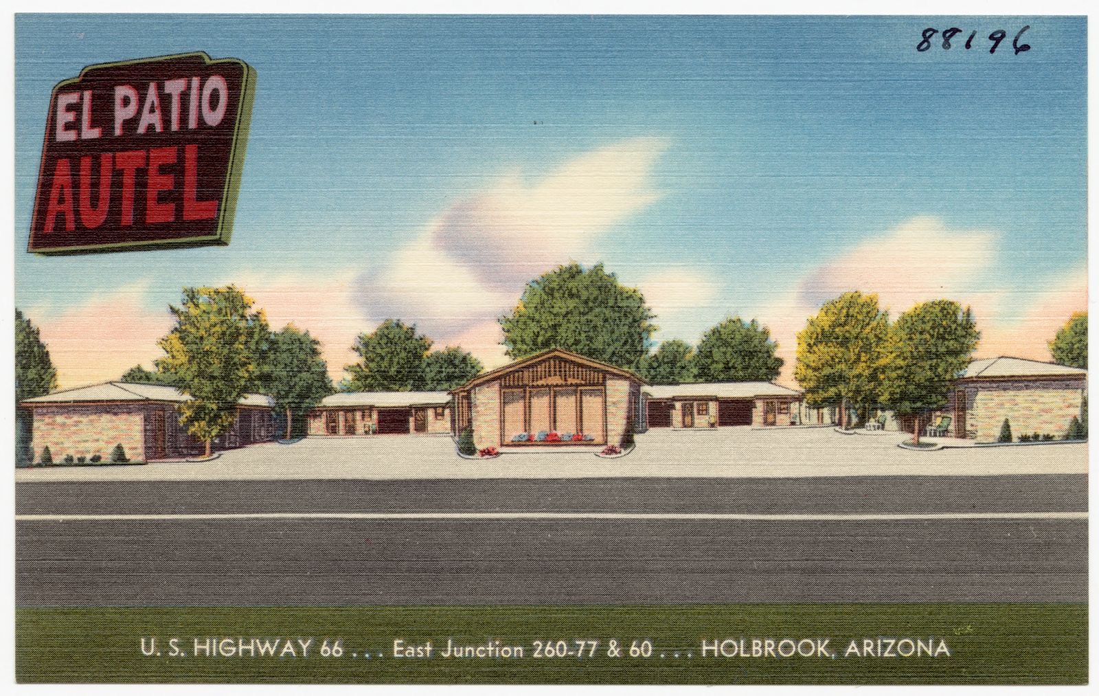 El Patio Autel, U.S. highway 66- east junction 260-77 & 60, Holbrook, Arizona, Boston Public Library - undated