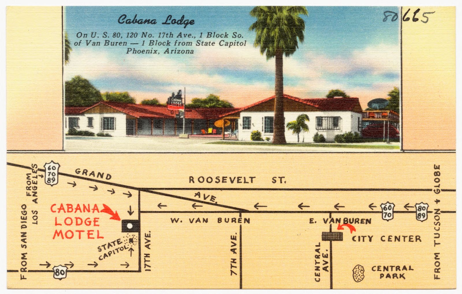 Cabana Lodge, on US 80, 120 No. 117th Ave., 1 block so. Of Van Buren- 1 block from state capitol, Phoenix, Arizona, Boston Public Library - undated