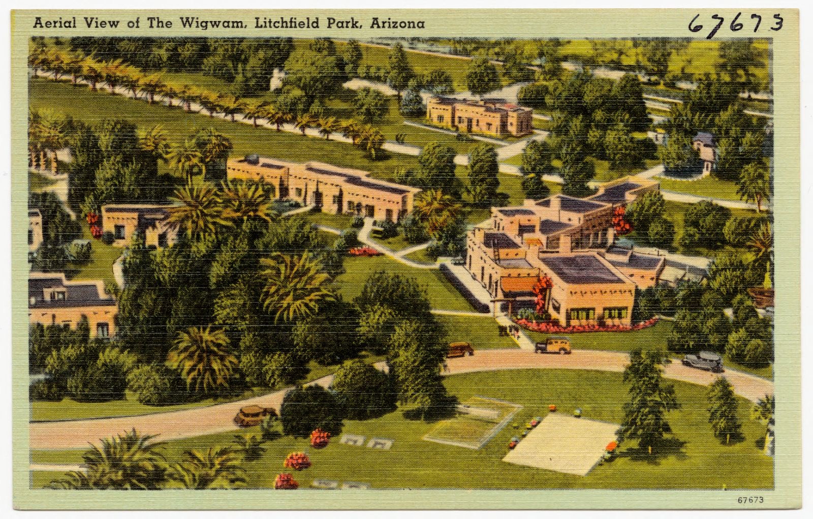 Aerial view of The Wigwam, Litchfield Park, Arizona, Boston Public Library - undated