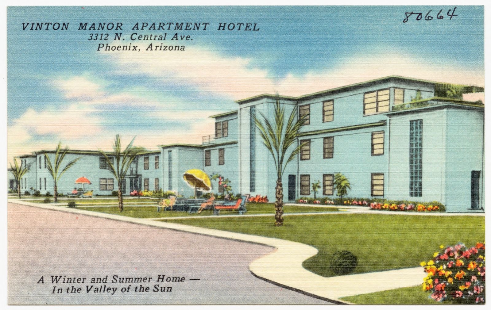 Vinton Manor Apartment Hotel, 3312 N. Central Ave., Phoenix, Arizona. A winter and summer home- in the valley of the sun, Boston Public Library - undated