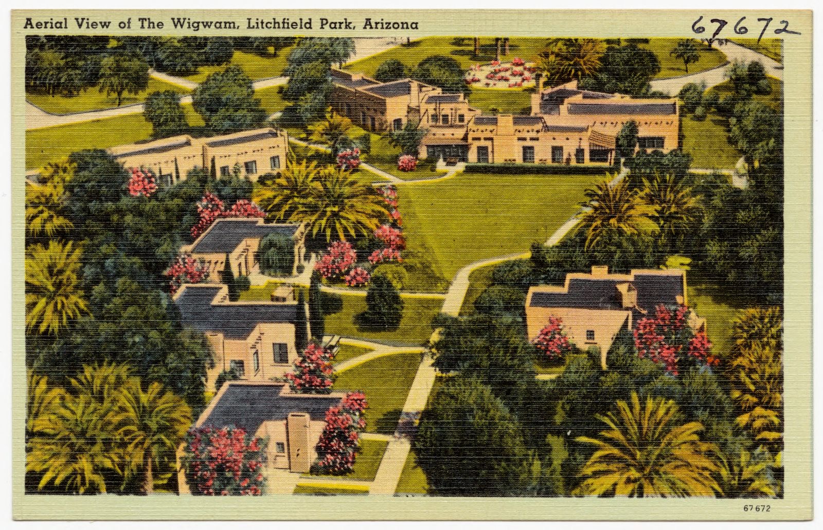 Aerial view of The Wigwam, Litchfield Park, Arizona, Boston Public Library - undated