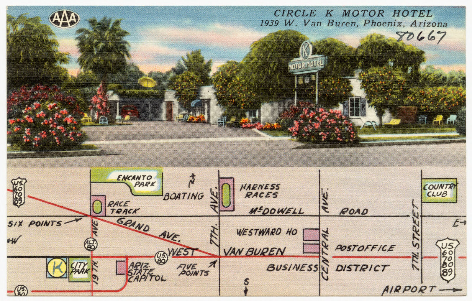 Circle K Motor Hotel, 1939 W. Van Buren, Phoenix, Arizona, Boston Public Library - undated