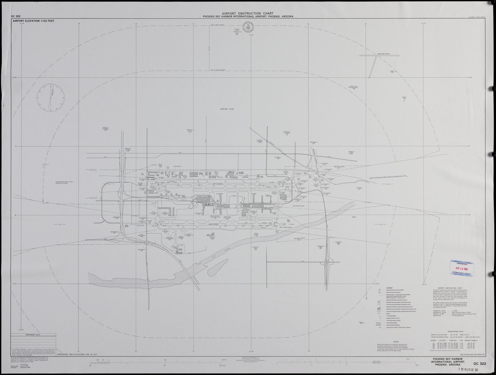 Airport obstruction chart OC 322, Phoenix Sky Harbor International Airport, Phoenix, Arizona, Boston Public Library - undated