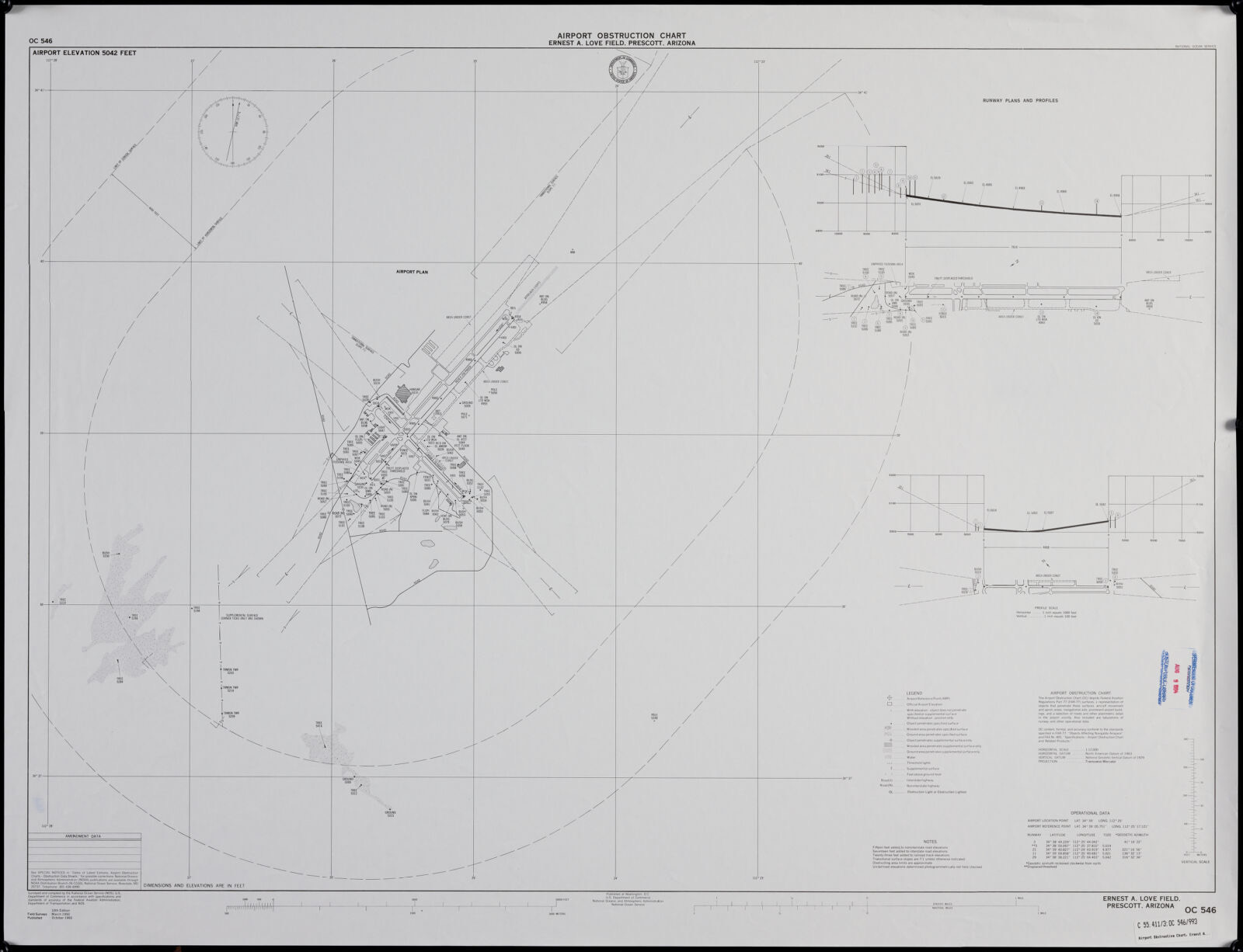 Airport obstruction chart, OC 546, Ernest A. Love Field, Prescott, Arizona, Boston Public Library - undated