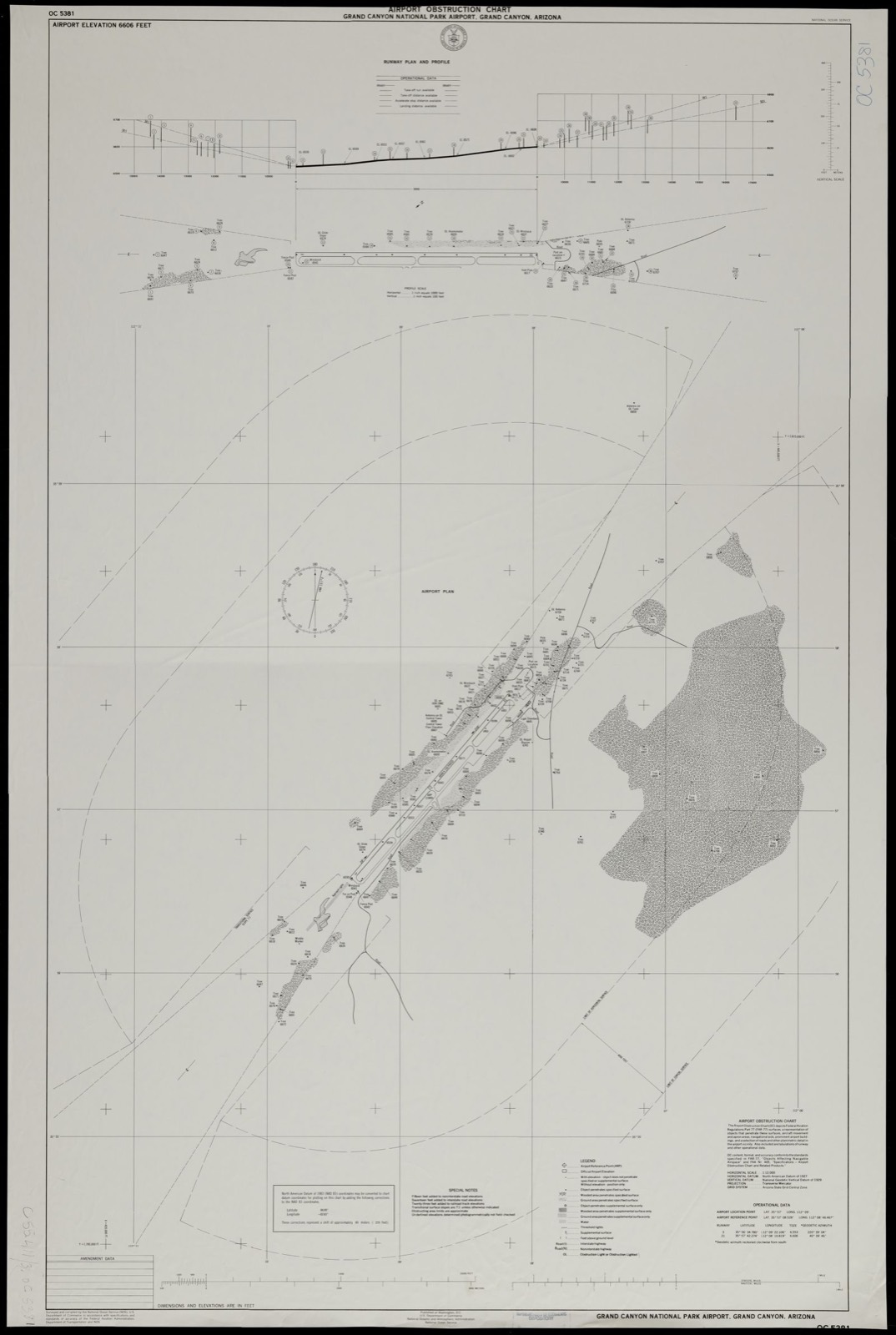 Airport obstruction chart, OC 5381, Grand Canyon National Park Airport, Grand Canyon, Arizona, Boston Public Library - undated