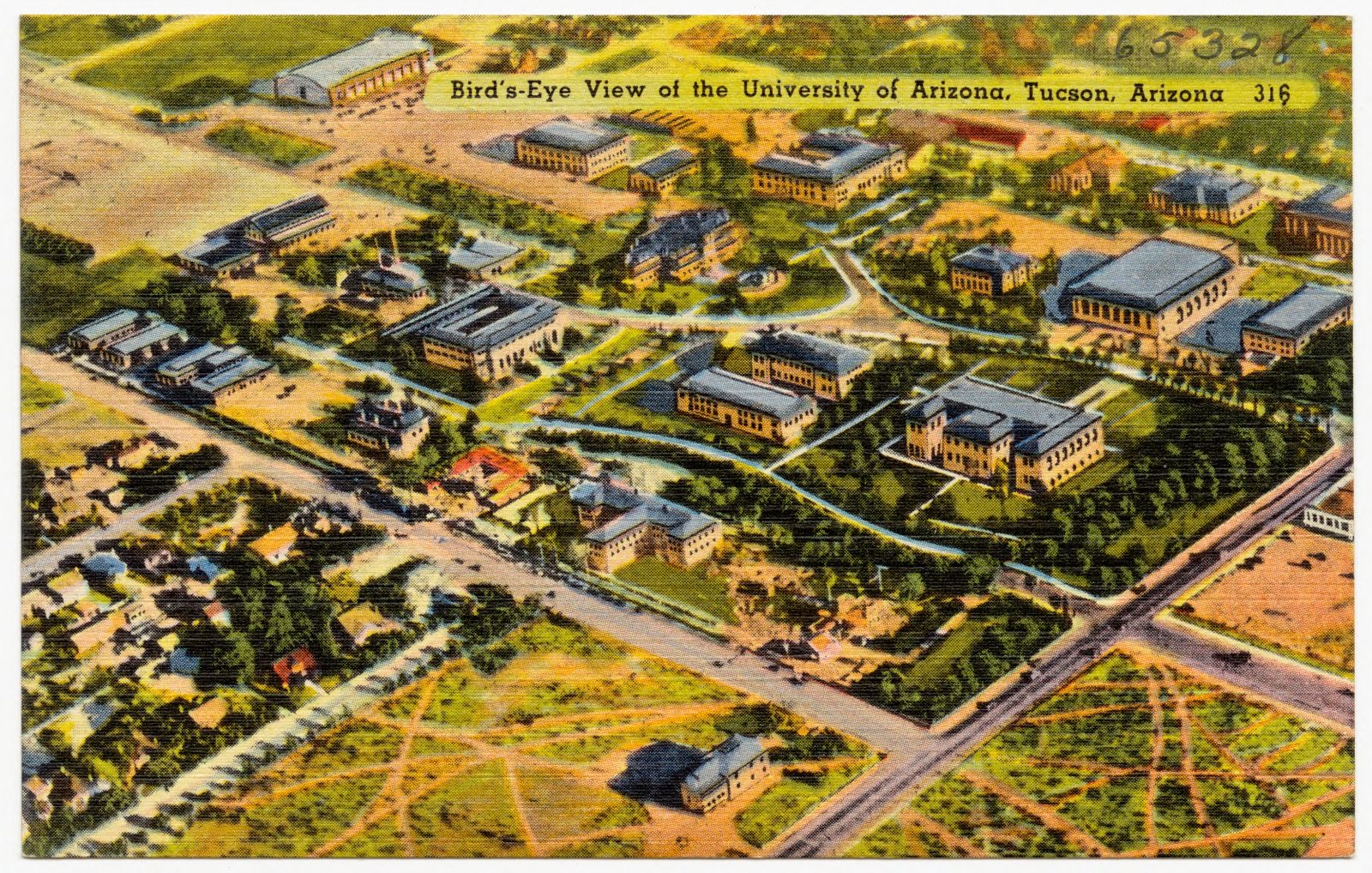 Bird's-eye view of the University of Arizona, Tucson, Arizona, Boston Public Library - undated